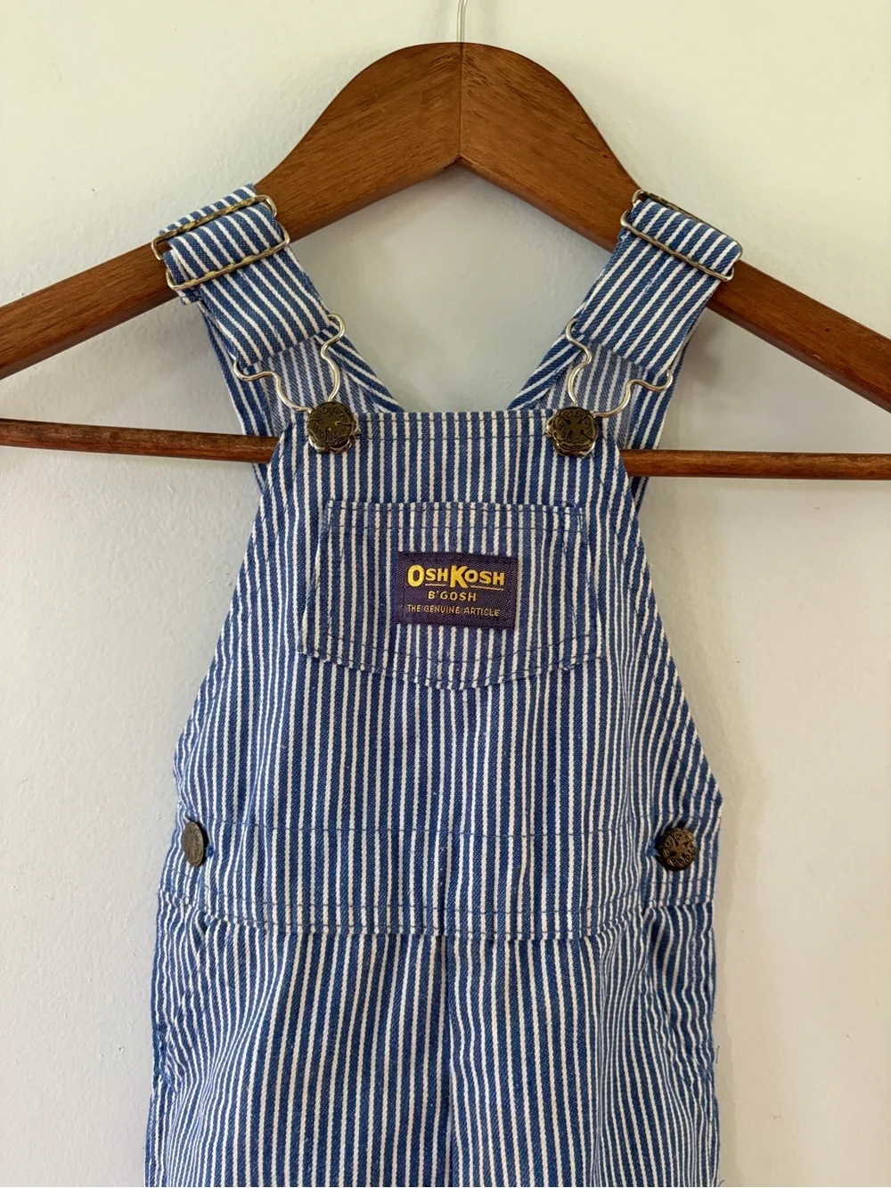 Vintage Toddler OshKosh Striped Railroad Baby Denim Overall Bibs